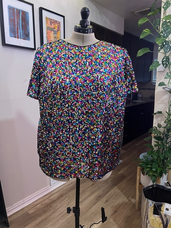 Hutch Tops - Hutch Multicolor Sequin Short-Sleeve Crewneck Top